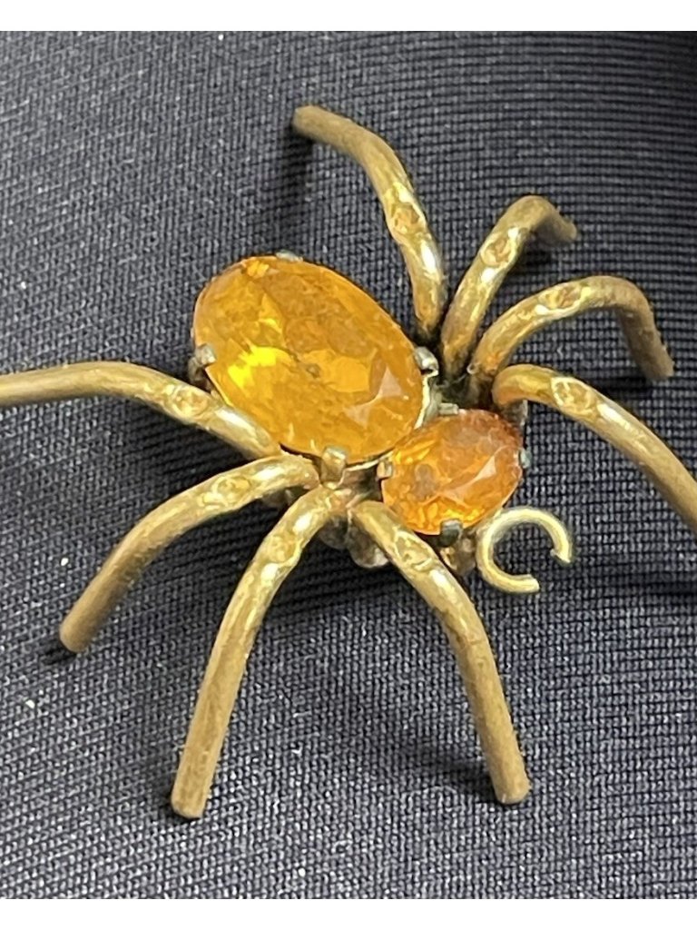 Antique Victorian Signed Czecho Ornate Spider Brooch Czech 150$